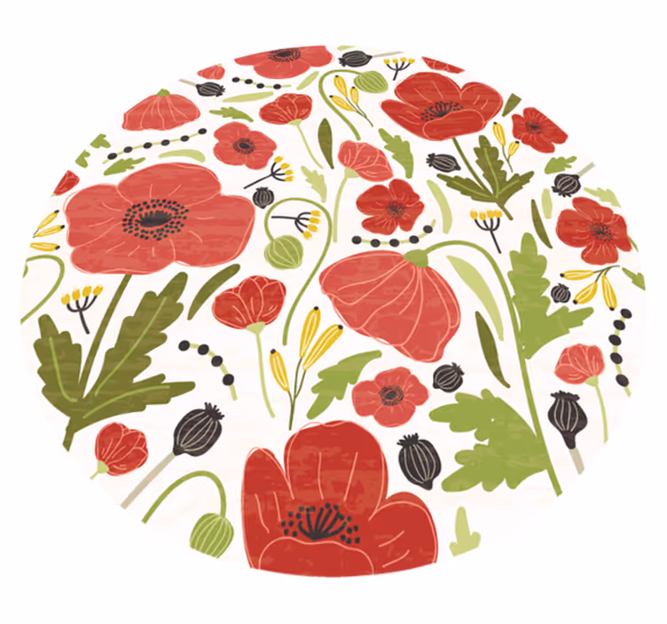 Tappeto vinile fiori fioritura di papaveri rossi - TenStickers