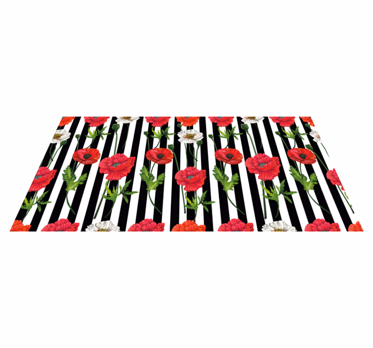 Tappeto vinile fiori motivo a righe floreali - TenStickers