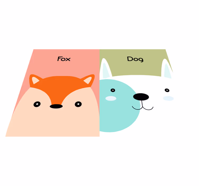 Tappeto vinile per bambini facce di volpe e cane - TenStickers