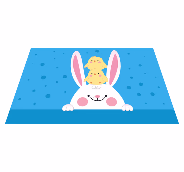 Tappeto vinile per bambini coniglietto felice con i pulcini - TenStickers