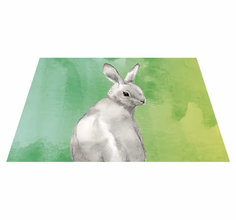 Tappeto vinile animali sfondo verde coniglio - TenStickers