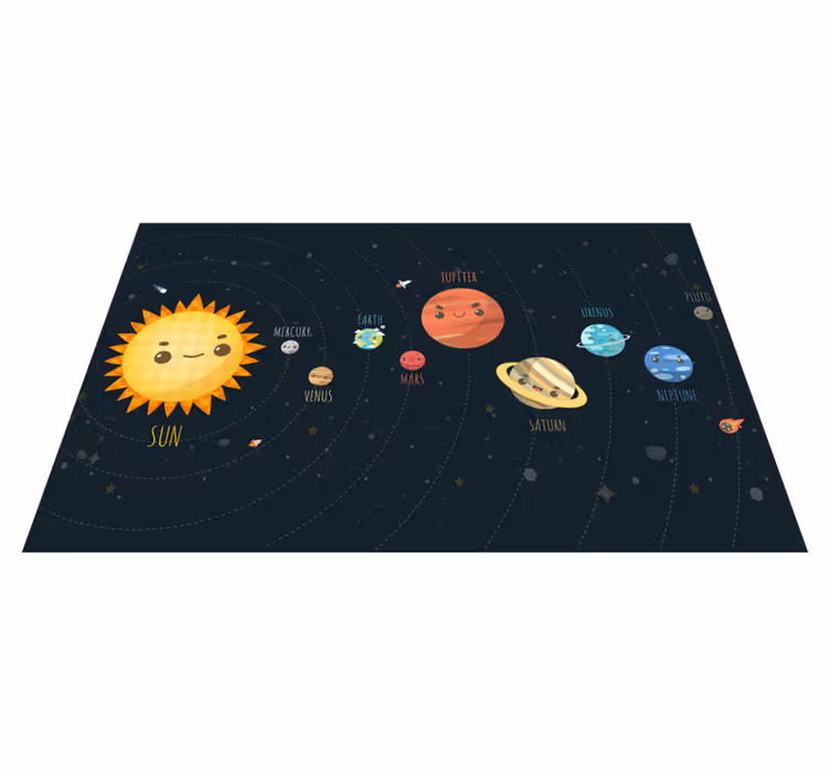 Tappeto vinile bebé viaggio nel sistema solare - TenStickers
