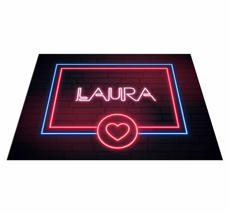 Tappeto vinile con nome insegna al neon amore - TenStickers