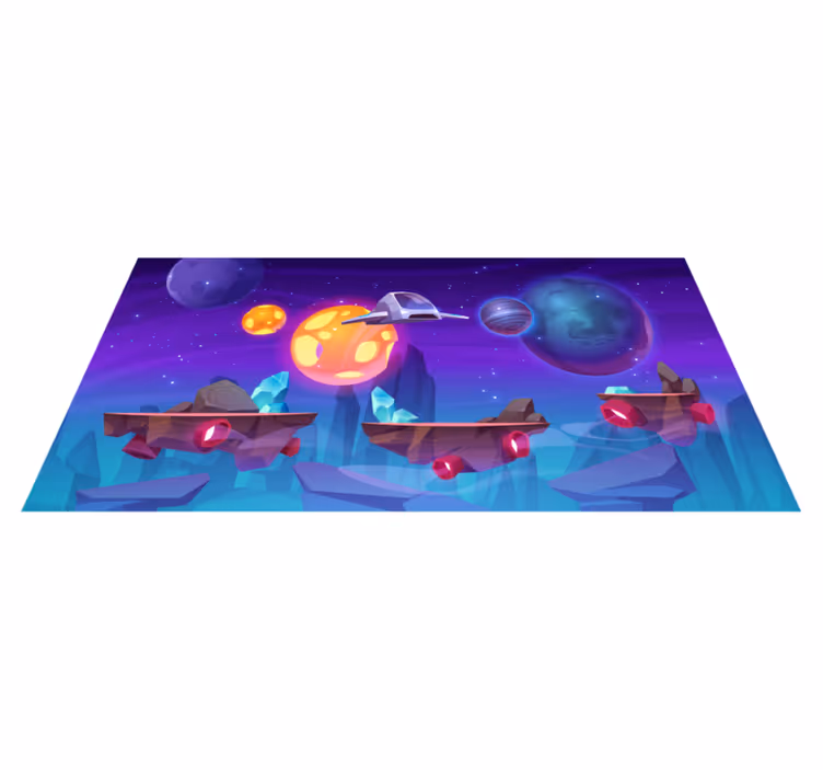 Tappeto vinile per bambini avventura intergalattica - TenStickers