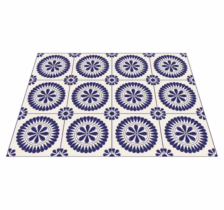 Tappeto vinile mosaico motivo floreale circolare - TenStickers