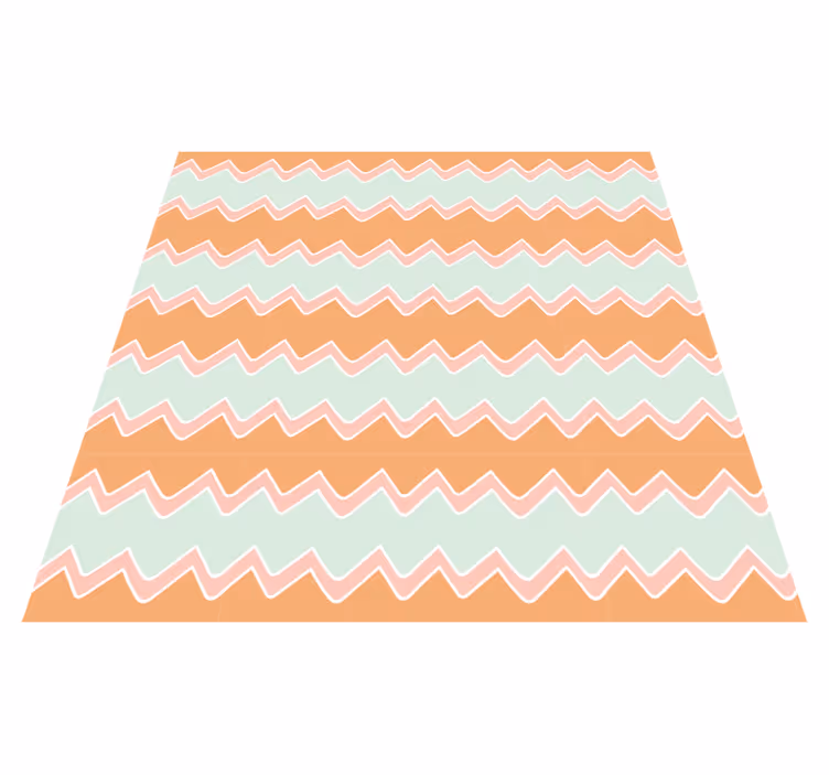 Tappeto vinile geometrico motivo a zigzag beige e blu - TenStickers
