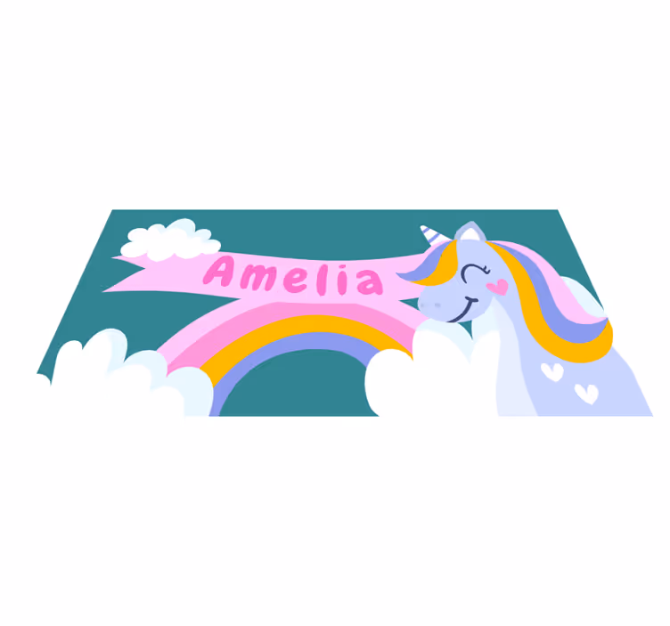 Tappeto vinile per bambini costume da unicorno arcobaleno - TenStickers