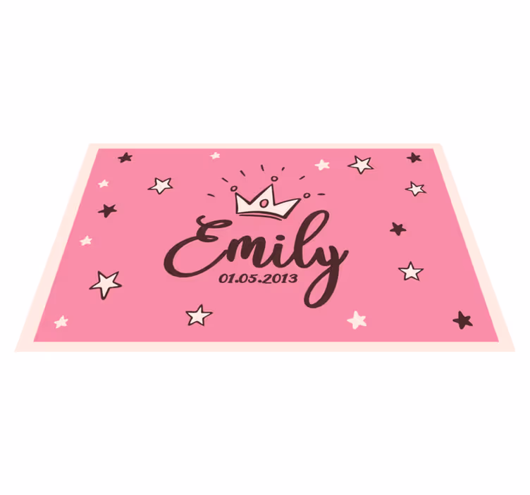 Tappeto vinile per bambini nome con corona e stelle - TenStickers