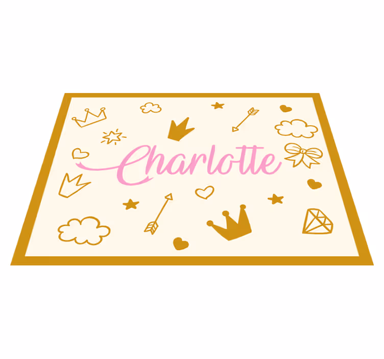 Tappeto vinile con nome tema principessa - TenStickers