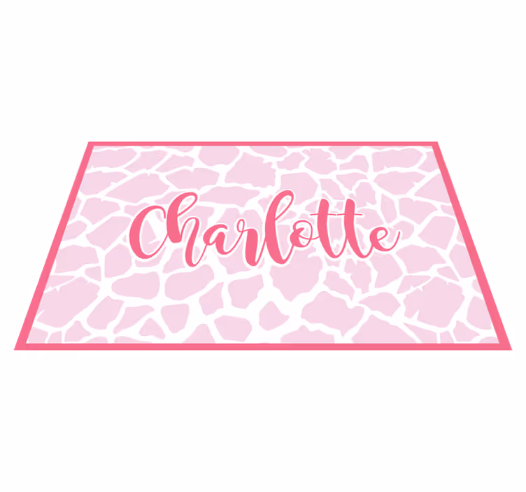 Tappeto vinile con nome disegno mucca rosa - TenStickers