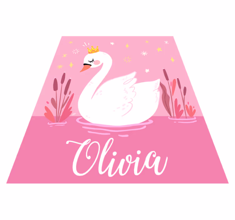 Tappeto vinile per bambini principessa cigno con nome - TenStickers