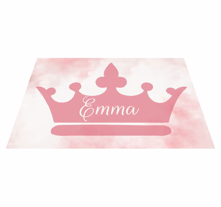 Tappeto vinile per bambini corona rosa con nome - TenStickers