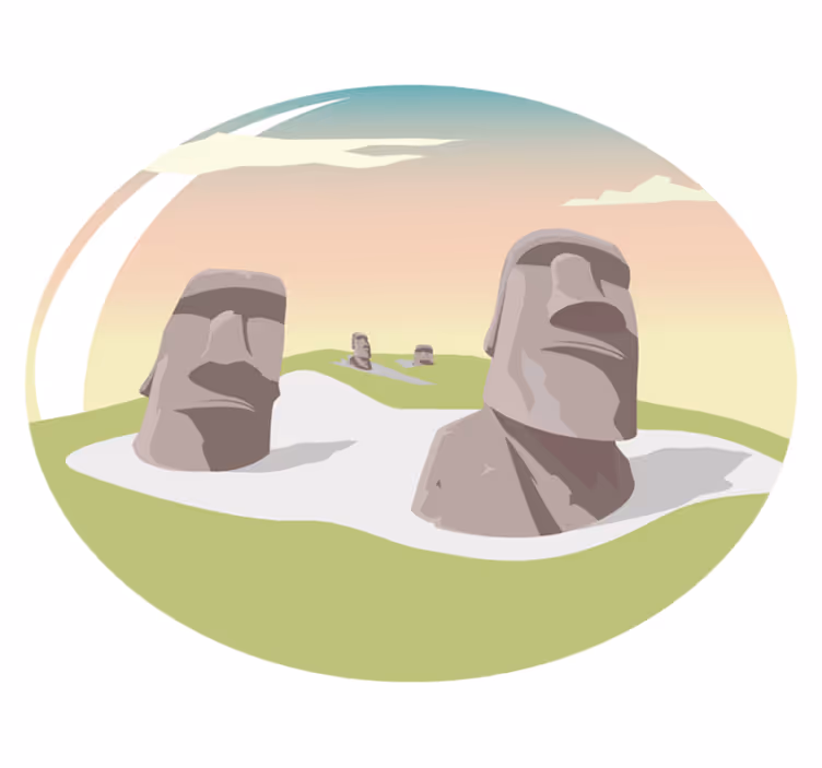 Tappeto vinile natura sagome di pietra moai - TenStickers