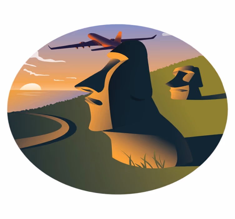 Tappeto vinile rotondo tramonto sull'isola di pasqua - TenStickers