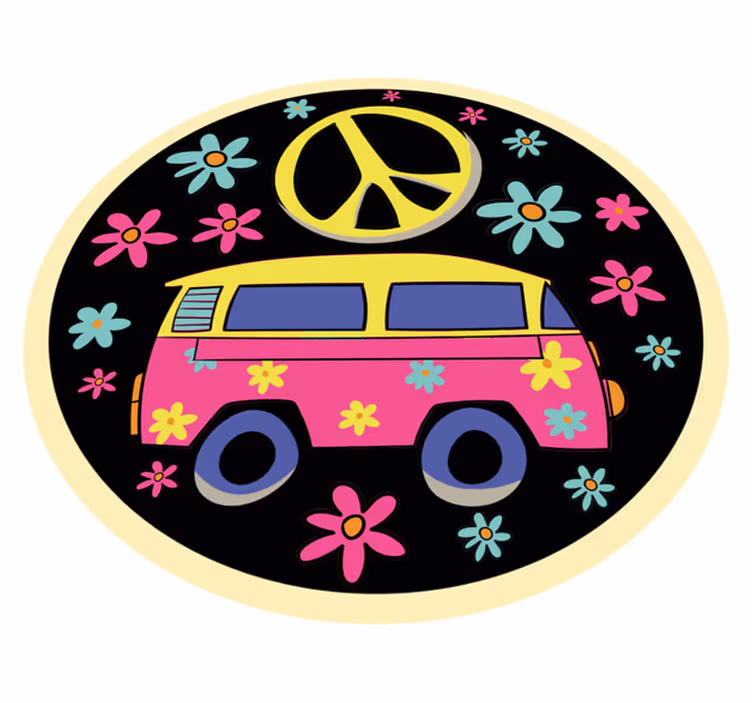 Tappeto vinile per bambini furgone flower power - TenStickers