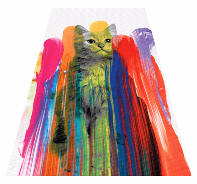 Tappeto vinile moderno ritratto di gatto colorato - TenStickers