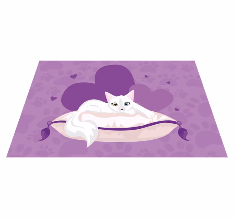 Tappeto vinile animali cuscino a forma di gatto dolce - TenStickers