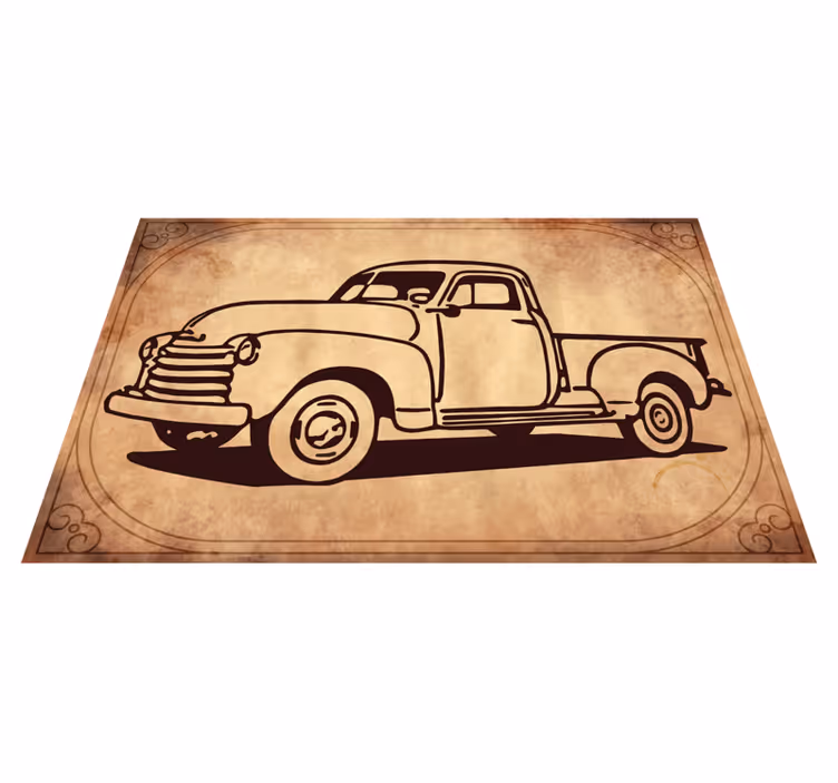 Tappeto vinile vintage sagoma di camion classico - TenStickers