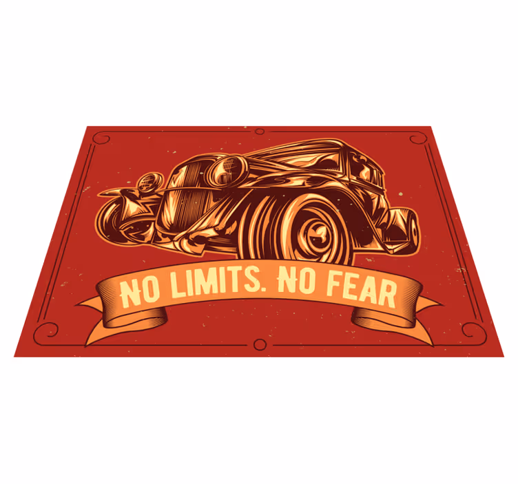 Tappeto vinile frase illustrazione di auto d'epoca - TenStickers