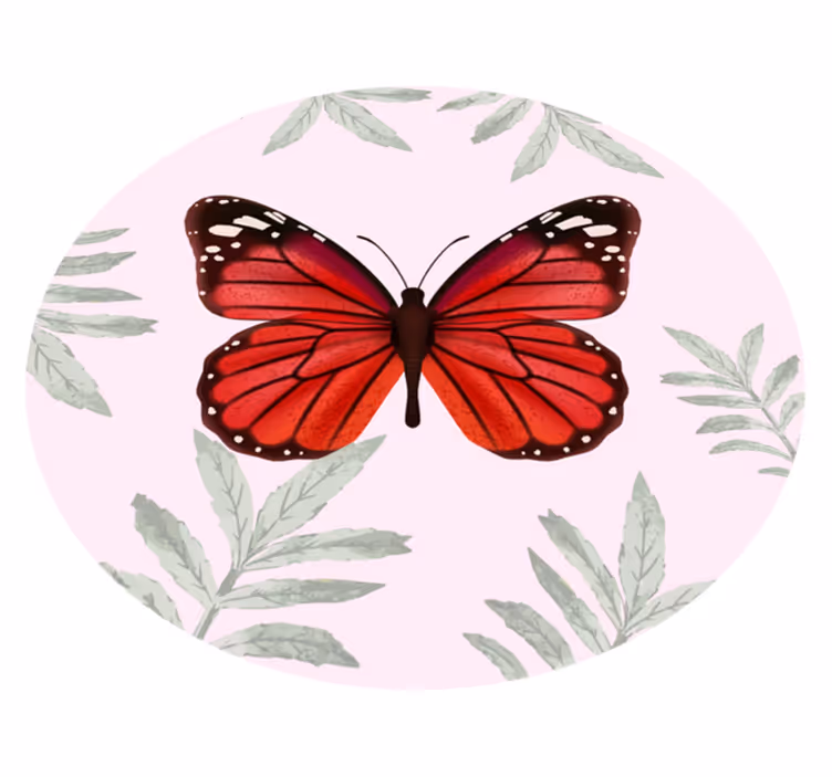 Tappeto vinile fiori disegno a farfalla - TenStickers