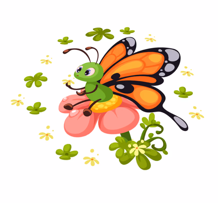 Tappeto vinile per bambini gioia farfalla colorata - TenStickers