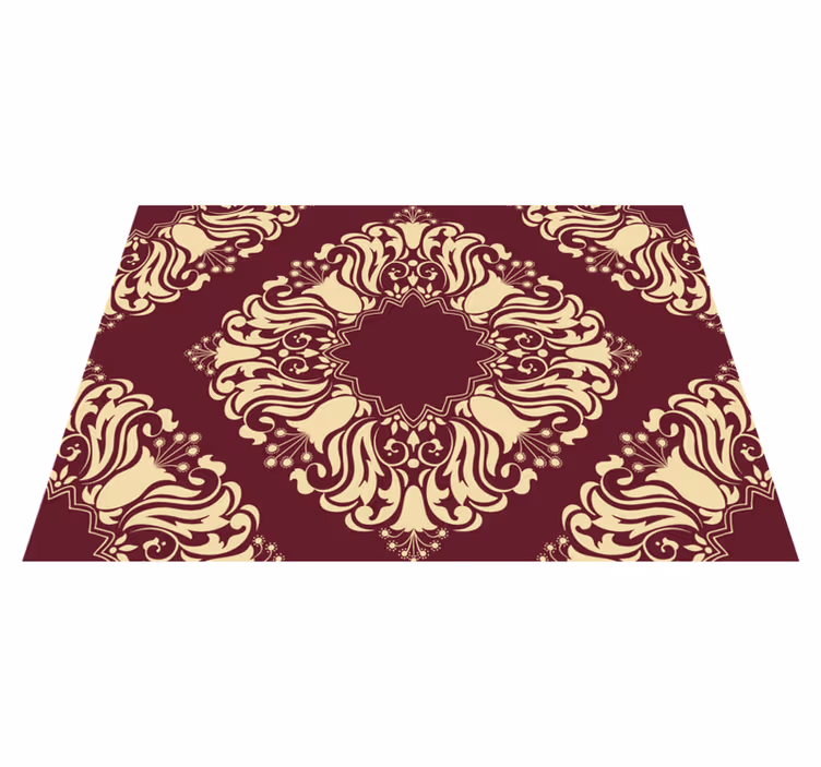 Tappeto vinile mosaico motivo floreale bordeaux - TenStickers