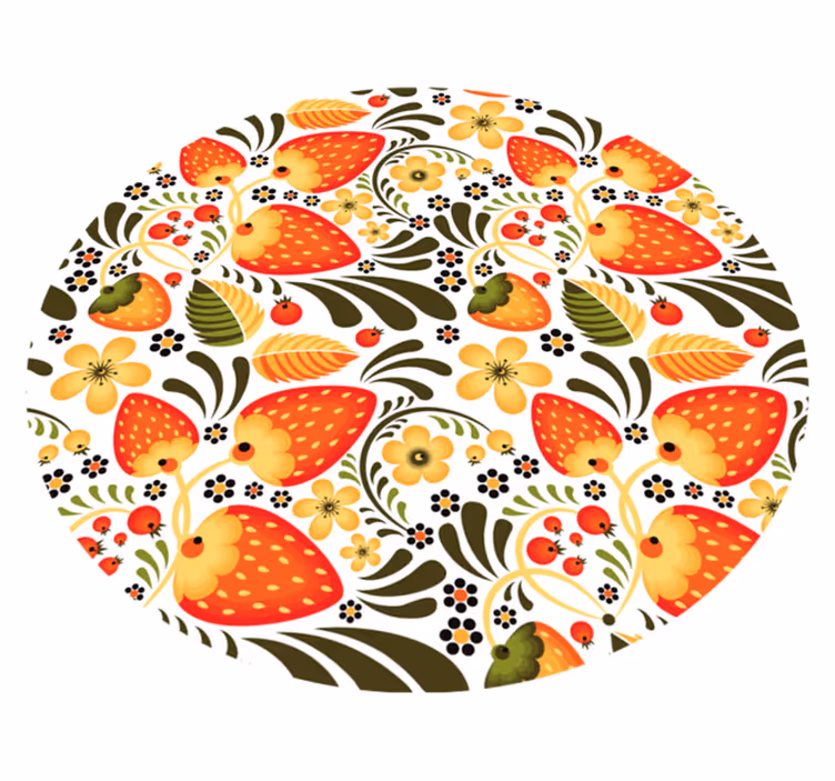 Tappeto vinile fiori motivo a fragola - TenStickers