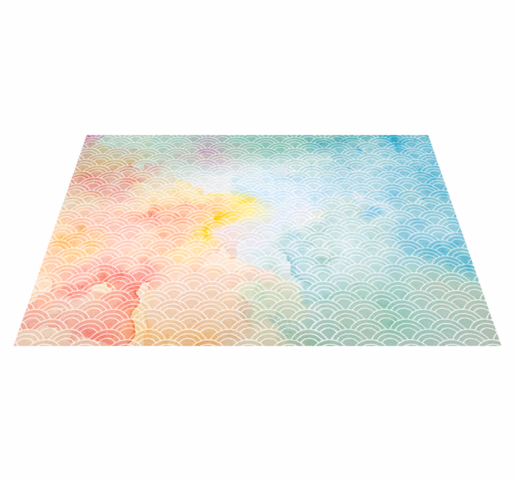Tappeto vinile geometrico motivo a onde pastello - TenStickers