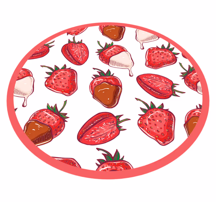 Tappeto vinile rotondo dolce delizia alla fragola - TenStickers