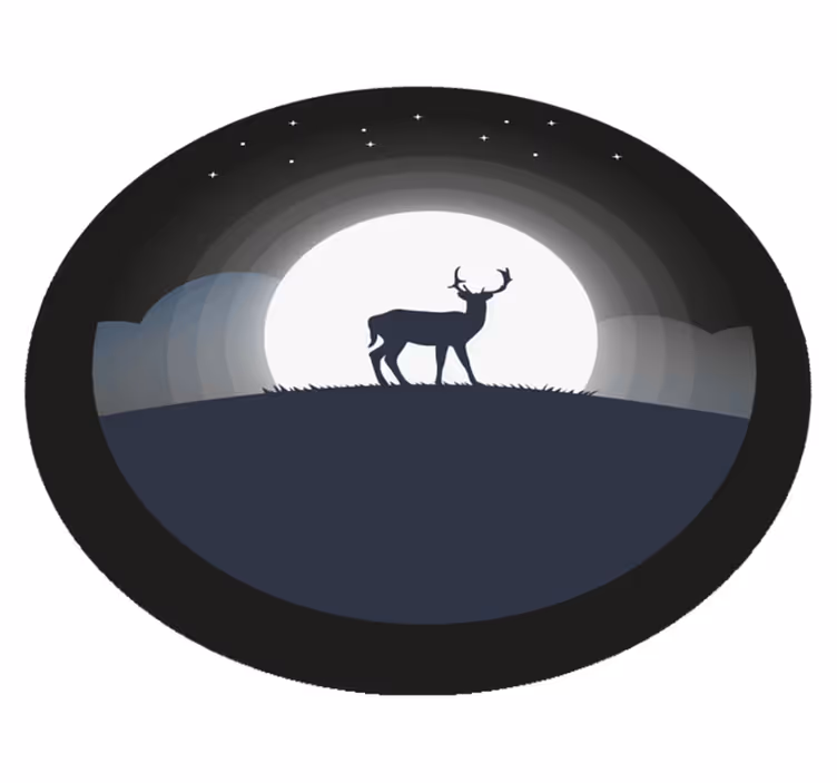 Tappeto vinile rotondo cervo sotto la luna - TenStickers
