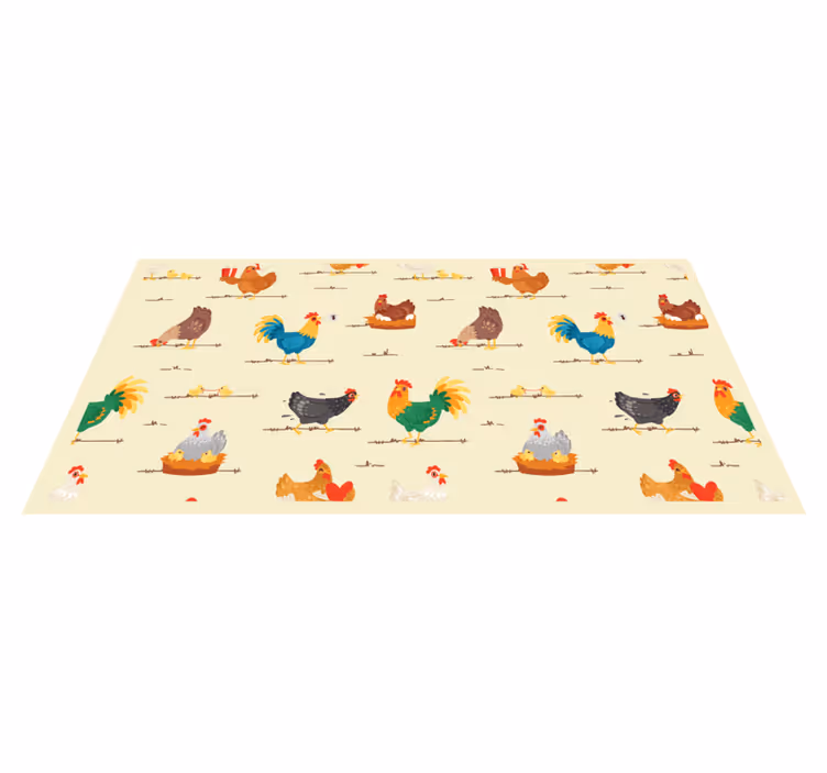 Tappeto vinile animali motivi di pollo colorati - TenStickers