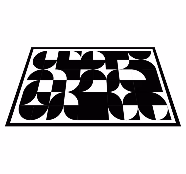Tappeto vinile geometrico forme nere curve - TenStickers