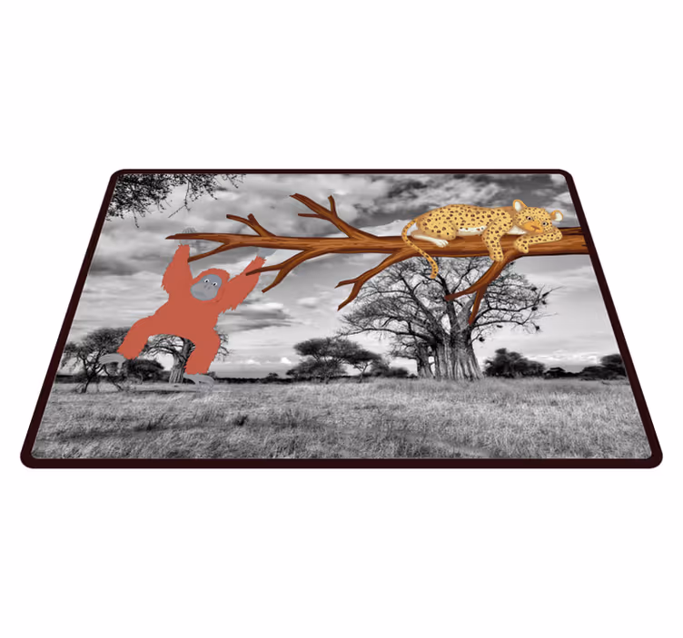 Tappeto vinile animali creature della giungla giocose - TenStickers