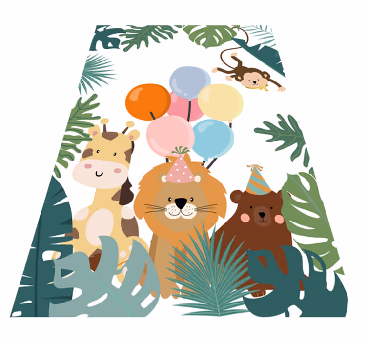 Tappeto vinile per bambini festa degli animali da safari - TenStickers