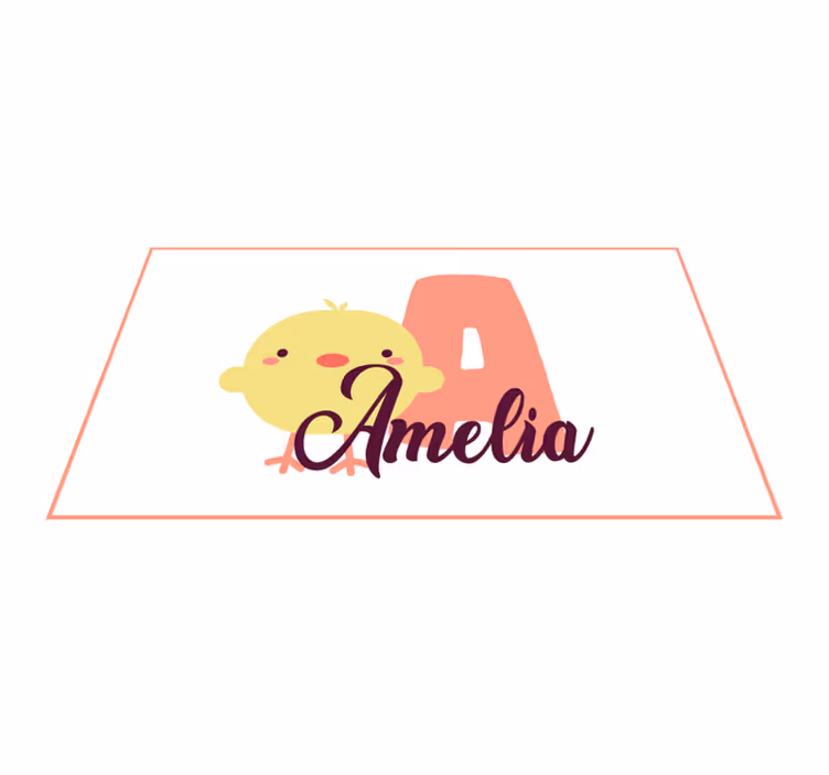Tappeto vinile bebé pulcino con nome e iniziale - TenStickers