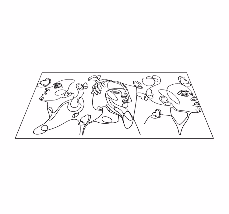 Tappeto vinile moderno delineare i volti dell'arte - TenStickers