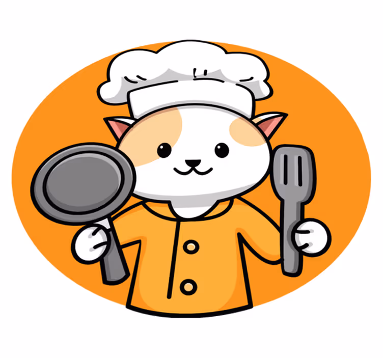 Tappeto pvc cucina gatto chef arancione - TenStickers