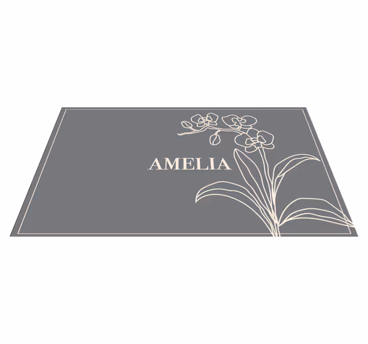 Tappeto vinile con nome elegante floreale personalizzato - TenStickers