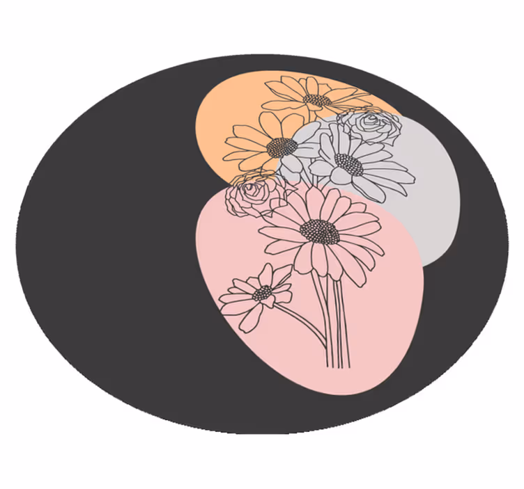 Tappeto vinile fiori composizione circolare - TenStickers