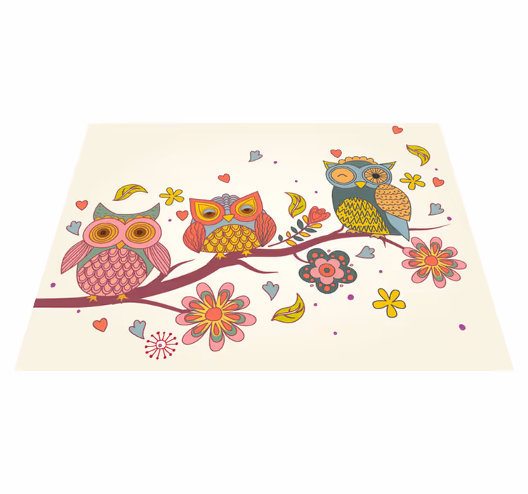 Tappeto in vinile camera da letto Gufo mandala con molti colori - TenStickers