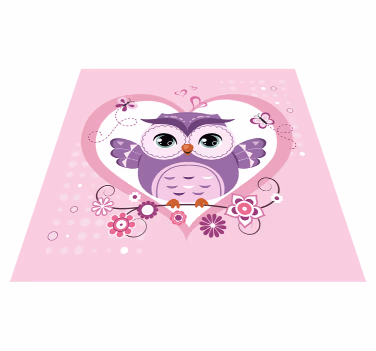 Tappeto vinile per bambini simpatico gufo a forma di cuore - TenStickers