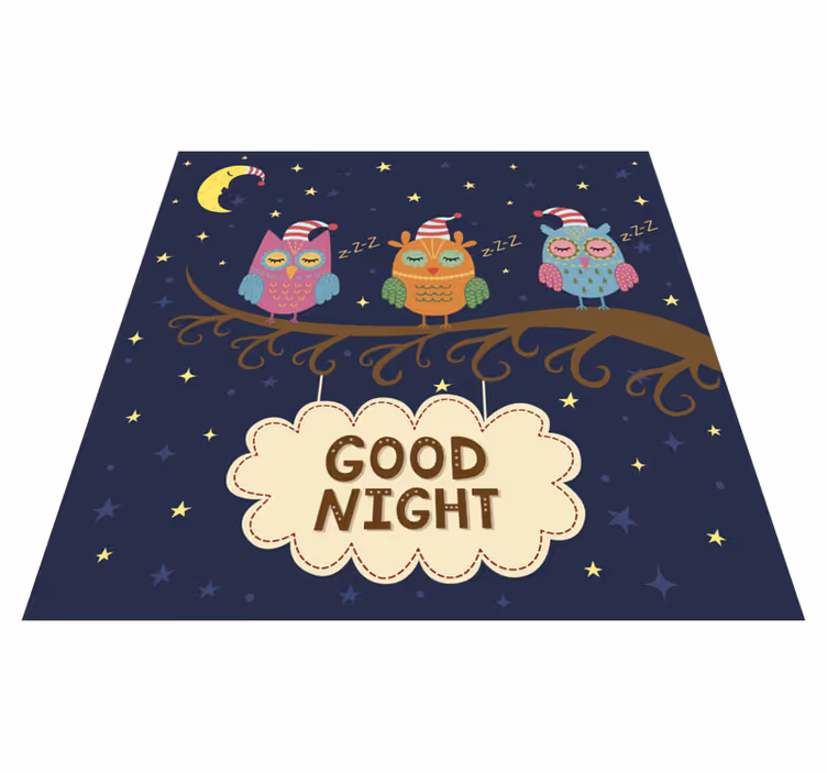 Tappeto vinile animali trio di gufi assonnati - TenStickers