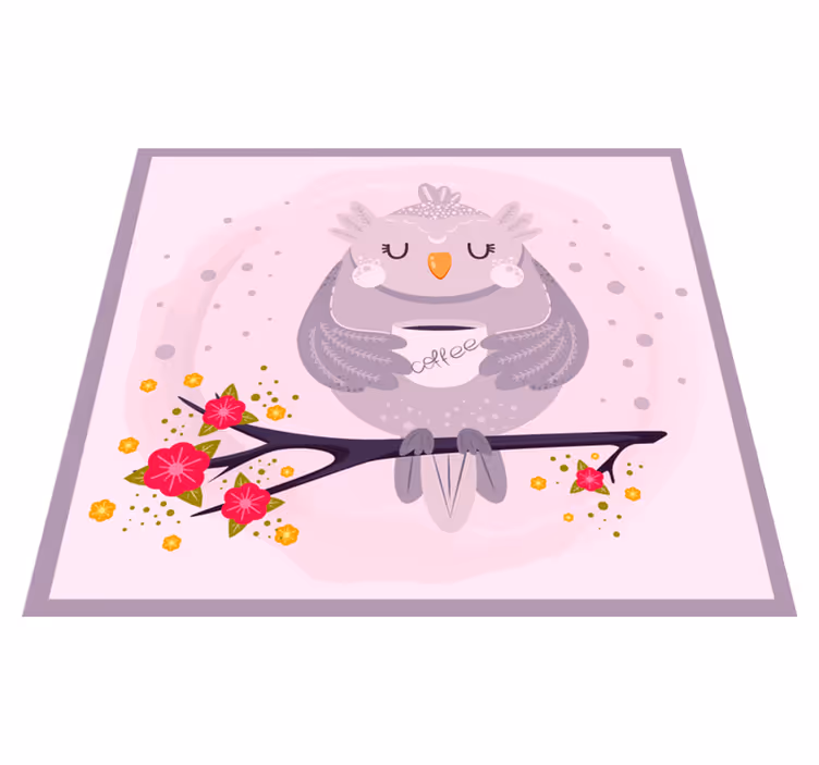 Tappeto vinile animali affascinante grafica del gufo - TenStickers