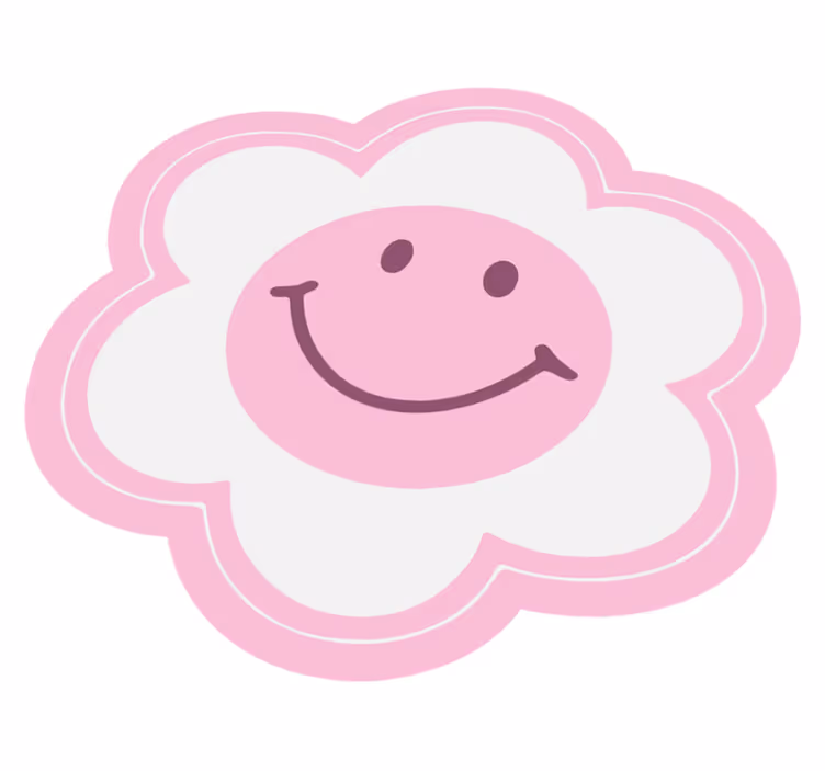 Tappeto vinile per ragazzi emblema floreale sorridente - TenStickers
