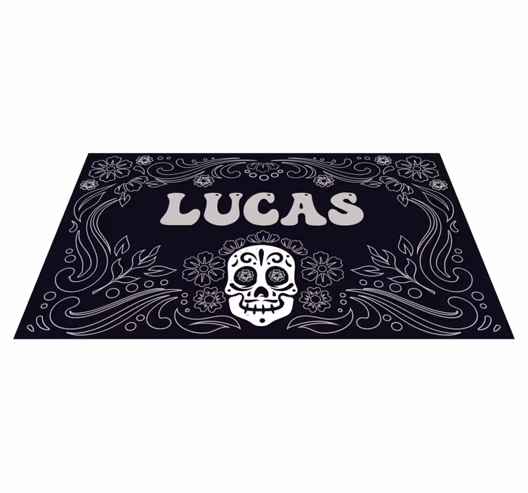 Tappeto vinile Halloween disegno del teschio con nome - TenStickers