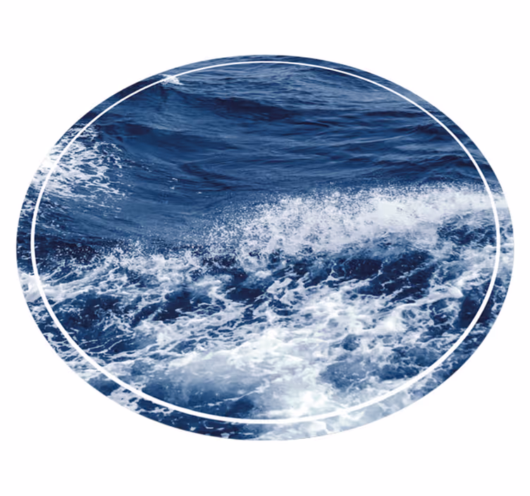 Tappeto vinile rotondo moto delle onde oceaniche - TenStickers