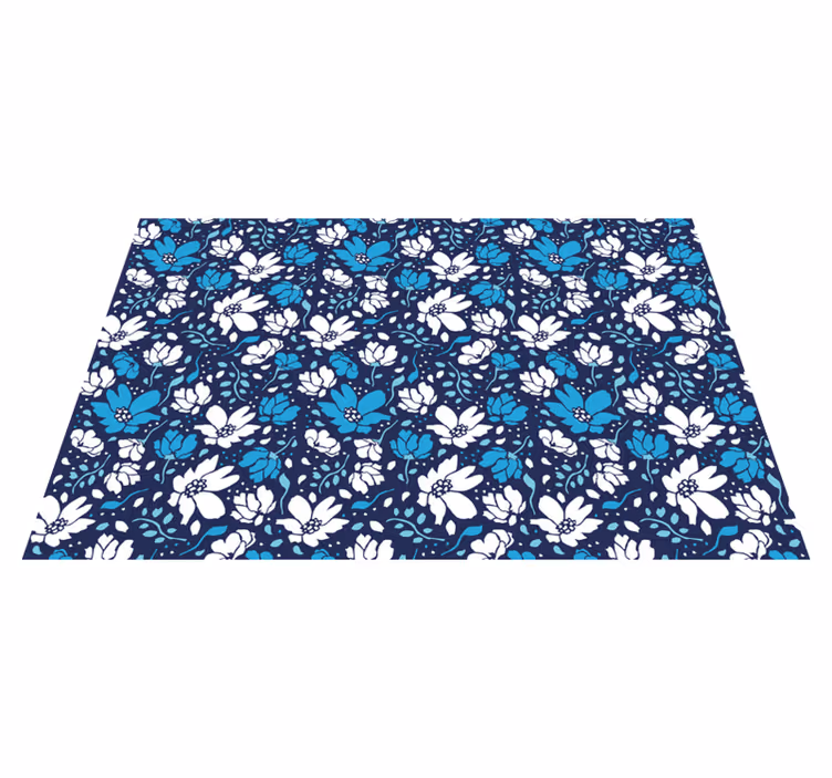 Tappeto vinile fiori motivo floreale navy - TenStickers