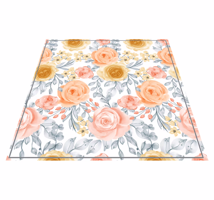 Tappeto vinile fiori tonalità rosa floreali - TenStickers