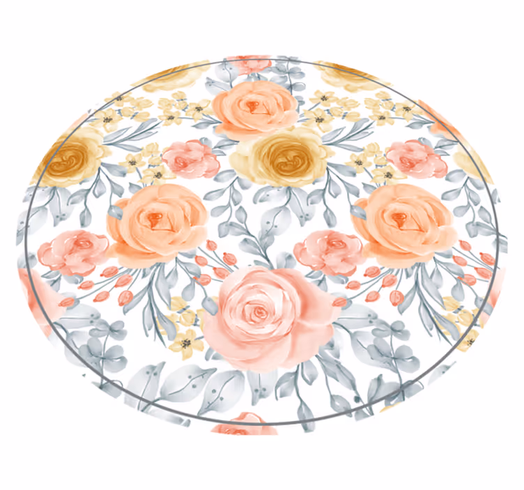 Tappeto vinile rotondo motivi botanici fiorenti - TenStickers