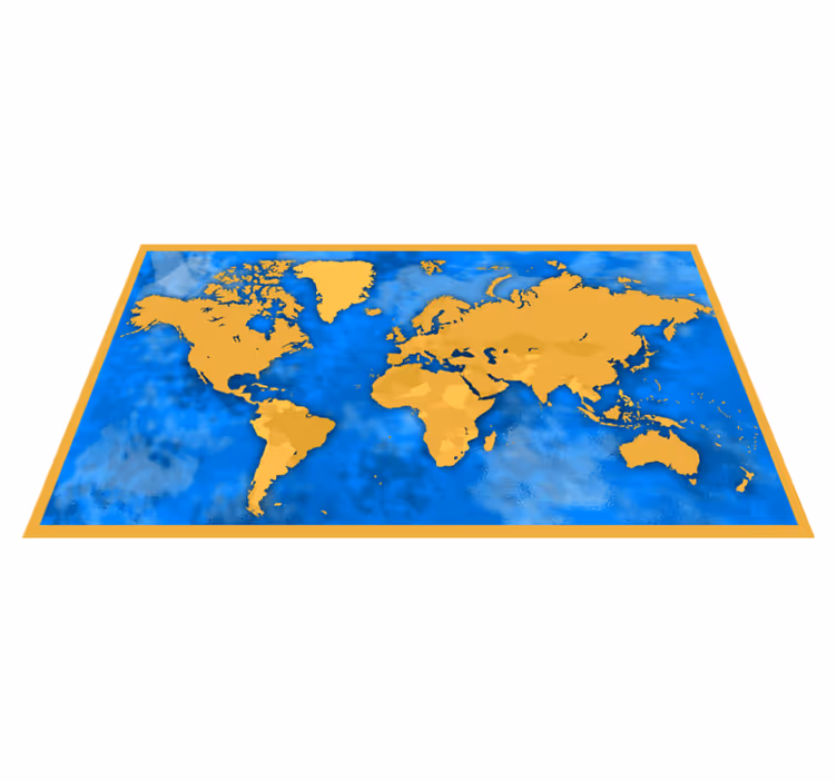 Tappeto vinile mappamondo mappa dorata e blu - TenStickers